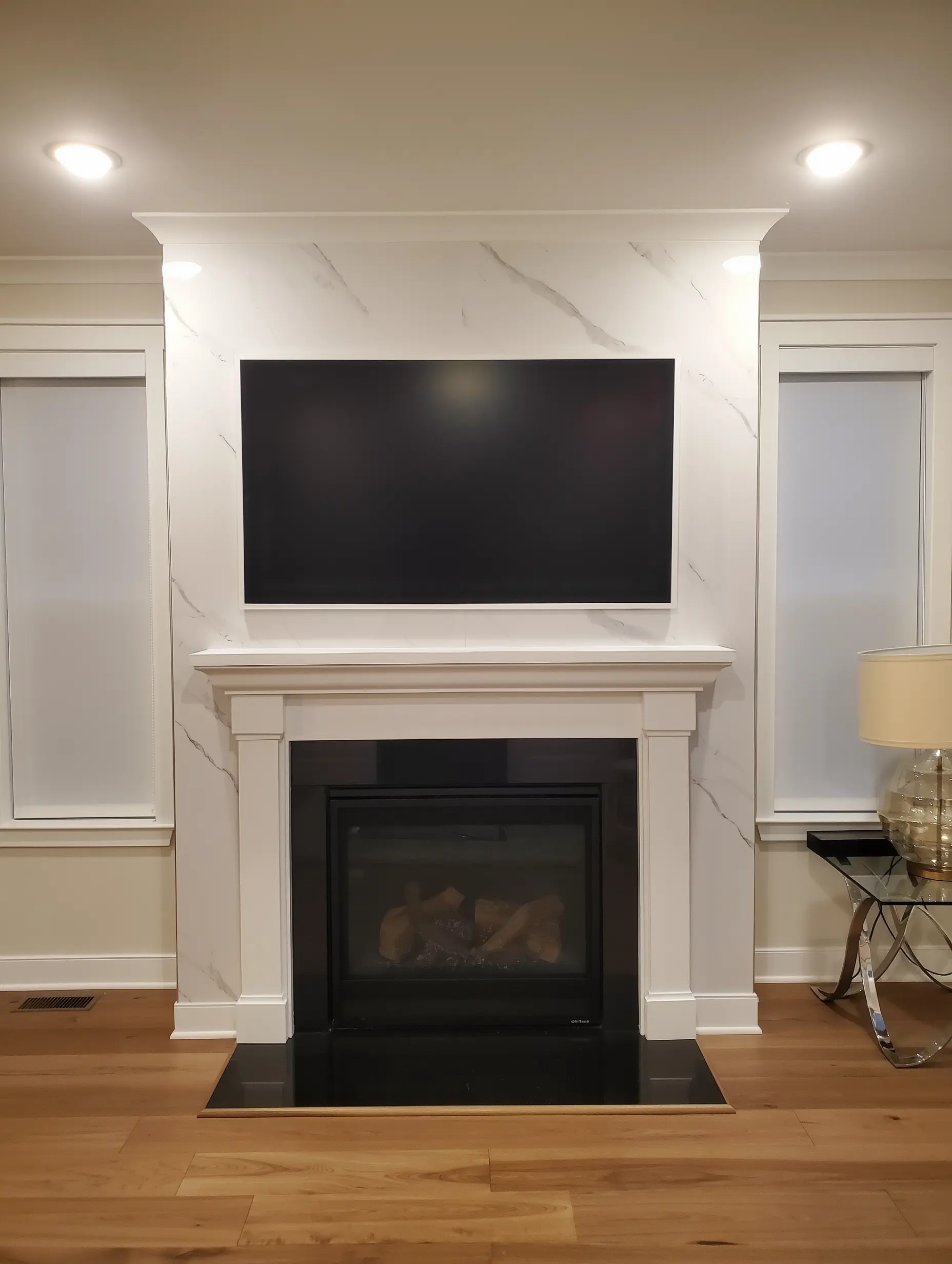 Marble TV & Fireplace Wall in Englewood NJ